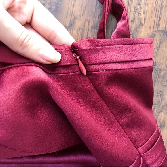 Aidan Mattox • Wine Ruffle Gown formal evening bridesmaid dress red maroon - Picture 6 of 12